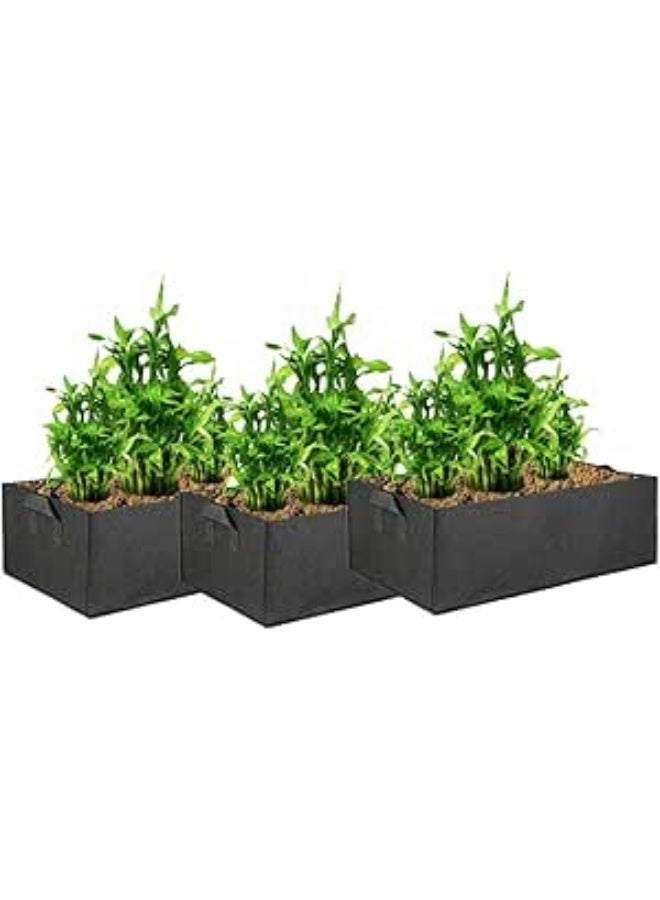 Large Reusable Plant Grow Bags, Rectangular Breathable Fabric Grow Bags, Home Garden Grow Bags for Flowers, Potatoes, Tomatoes, Carrots, Black, 3 Pack (50x30x20cm) - Image 1